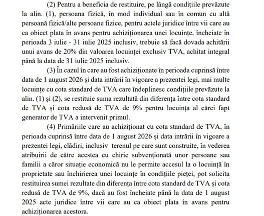 extras din legea care extinde termenul limita pentru tva 9% pentru cumparatorii de locuinte noi