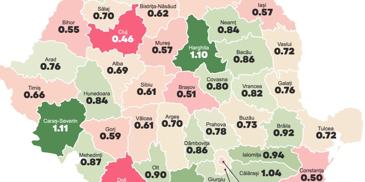 harta accesibilitatii la achizitia locuintelor realizata pe baza datelor imobiliare.ro