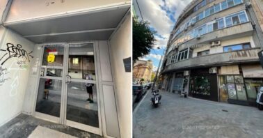 cladirea si intrarea in cladirea in care gasim cea mai mica garsoniera de vanzare din romania